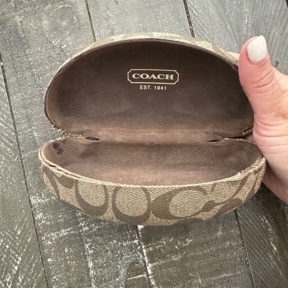 COACH Hard Shell‎ Hinged Sunglasses Case Brown/Tan - Picture 2 of 9